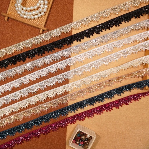 Fancy Glass Beads Sequence Lace