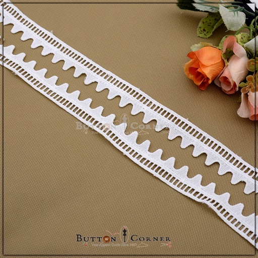 [ALN201-WHITE] One Side Border Shuttle Lace