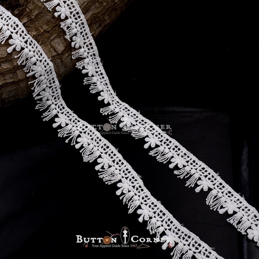 [ALN217-WHITE] One Side Border Shuttle Lace