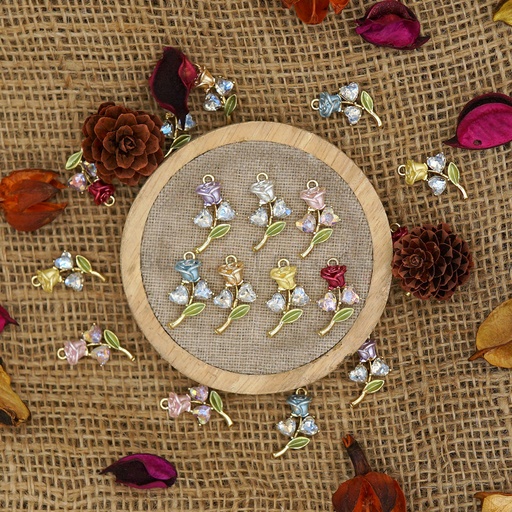 Gold Base Crystal Rose Flower Hanging