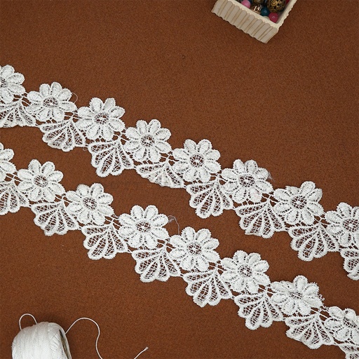 [MYB930 WHITE] Nylon Flower Shuttle Lace