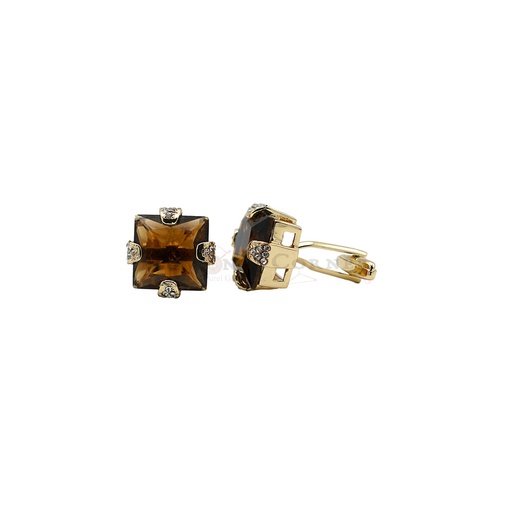 [CF980 SMOKED TOPAZ] Gold Plated Crystal Zircon Square Cufflink