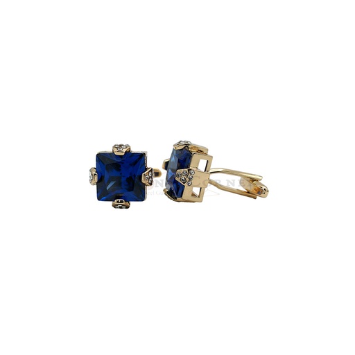 [CF810 COBALT] Gold Plated Crystal Zircon Square Cufflink
