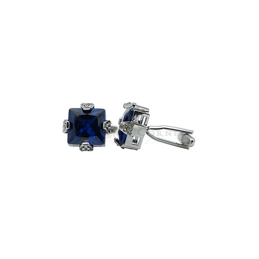 [CF810S COBALT] Silver Plated Crystal Zircon Square Cufflink