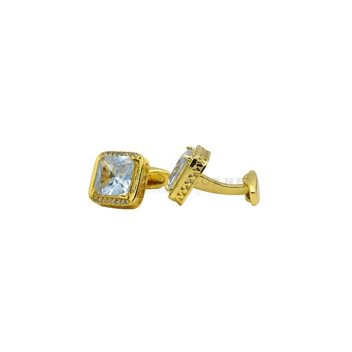 [CF810-1 CRYSTAL WHT] Gold Plated Crystal Zircon Square Cufflink
