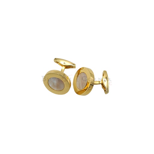 [CF1050 GOLD] Mother Of Pearl Inlay Round Cufflink