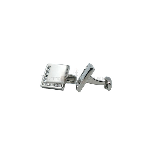 [CF1050-3 NONTOXIC WHT] Crystal On Two Side Square Cufflink