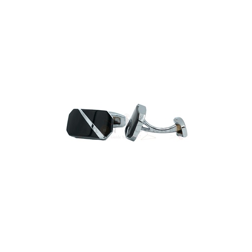 [CF320-6 BLK NONTOXIC WHT] Black Onyx Octangonal Cufflink