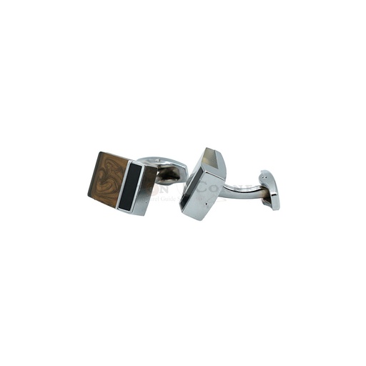 [CF320-8 BROWN NONTOXIC WHT] Quartz Crystals Square Cufflink