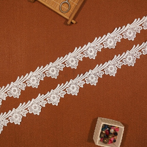 [SHTL345 WHITE] Nylon Flower Shuttle Lace