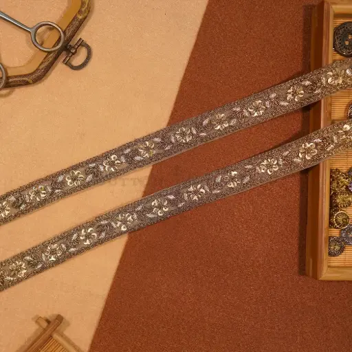 Fancy Metallic Yarn Sequence Lace
