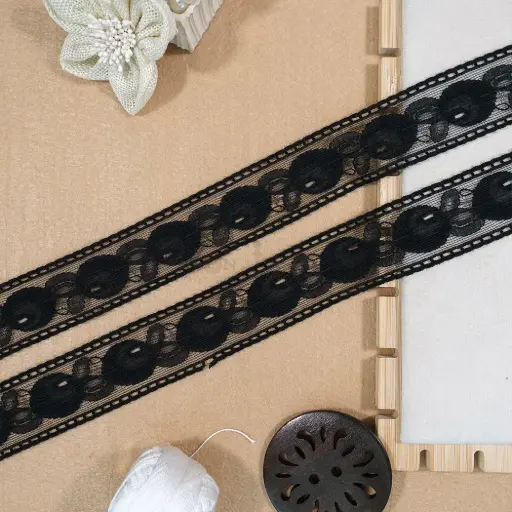 [NL153 BLACK] Double Side Border Net Lace
