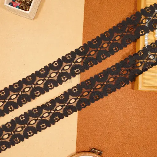 [NL145 BLACK] Double Side Border Net Lace