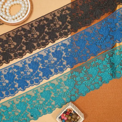Cotton, Net Embroidered Lace In Color