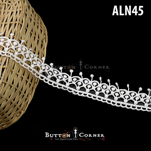 [ALN45-WHITE] One Side Border Shuttle Lace
