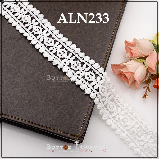 [ALN233-WHITE] Double Side Border Shuttle Lace