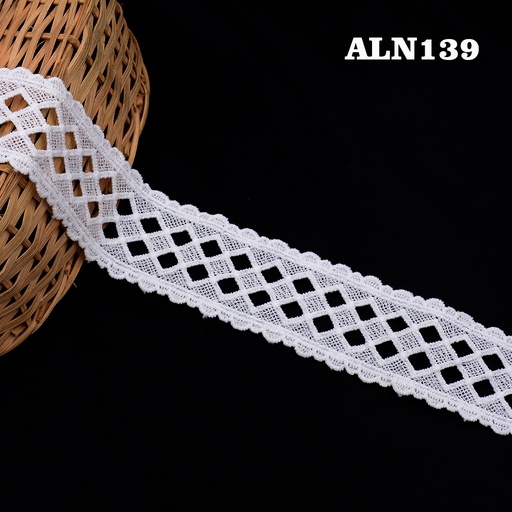 [ALN139-WHITE] Double Side Border Shuttle Lace
