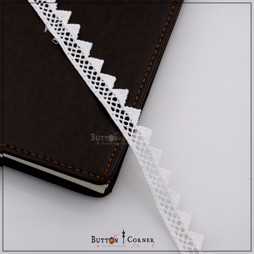[ALN288-WHITE] One Side Border Shuttle Lace