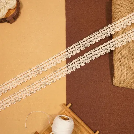 [ALN489 OFF WHITE] One Side Border Shuttle Lace