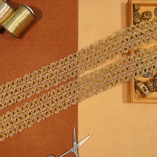 [GOTL805 GOLD] Fancy Metallic Yarn Gota Lace