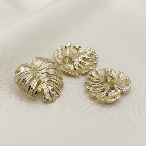 [FA745 GOLD] Gold Tone Monstera Leaf Hanging