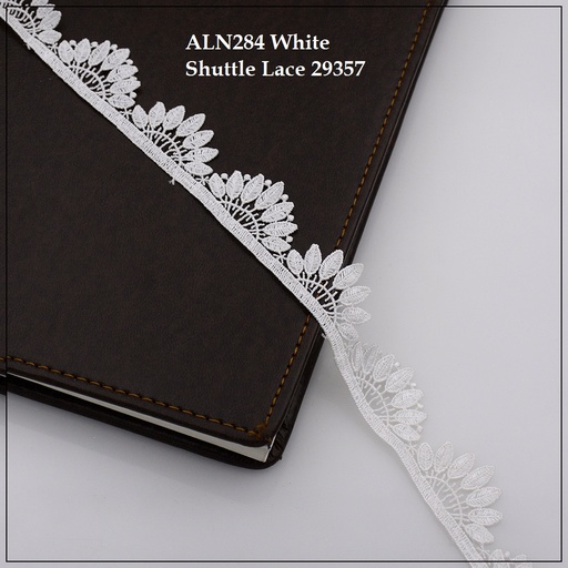 [ALN284-WHITE] One Side Border Shuttle Lace