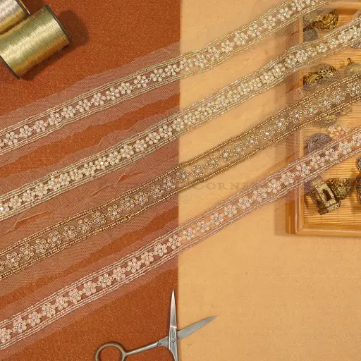 Fancy Glass Beads Pearl&Crystal Naqshi Lace