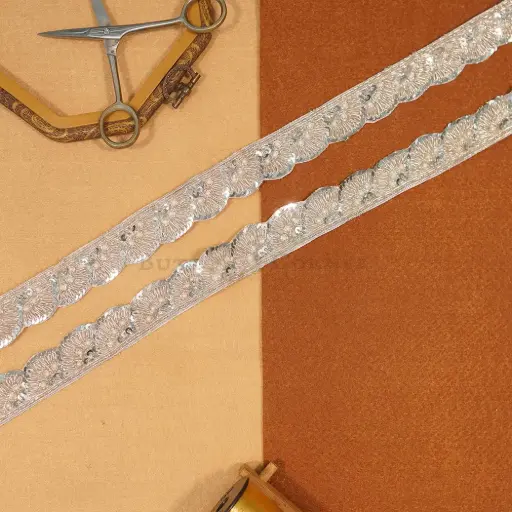 [FANL1615 CHANDI SILVER] Fancy Kora&Dabka Sequence Lace