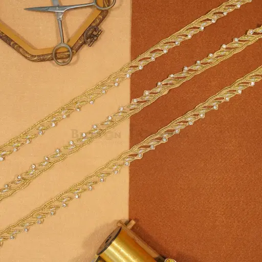 [FANL1624 BANARSI GOLD] Fancy Crystal Dabka Lace