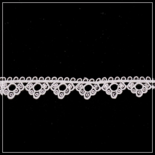 [ALN314-WHITE] One Side Border Shuttle Sequence Lace