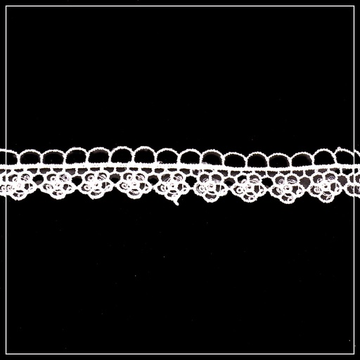 [ALN311-WHITE] One Side Border Shuttle Sequence Lace