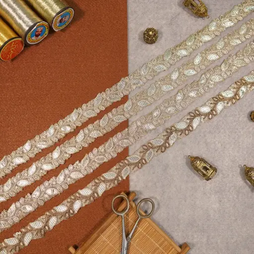 Fancy Metallic Yarn Sequence Lace