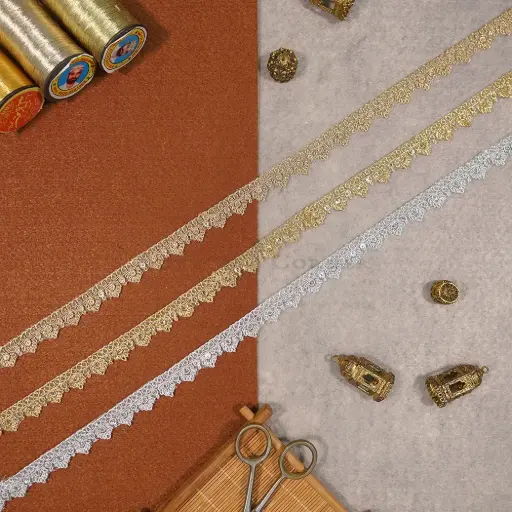 Fancy Metallic Yarn Sequence Lace