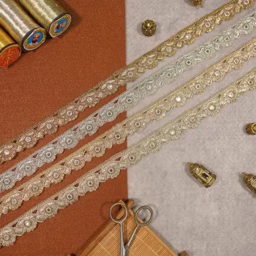Fancy Metallic Yarn Sequence Lace