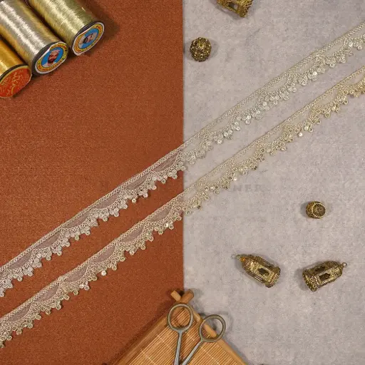 Fancy Metallic Yarn Sequence Lace