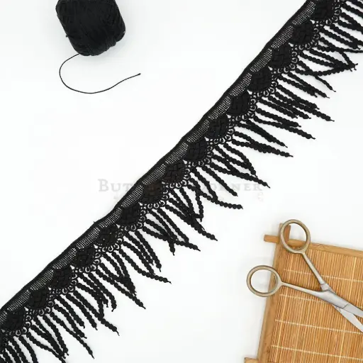 [D1547 BLACK] One Side Border Hanging Lace