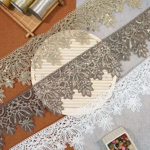 Metallic Yarn Zari Sequence Lace