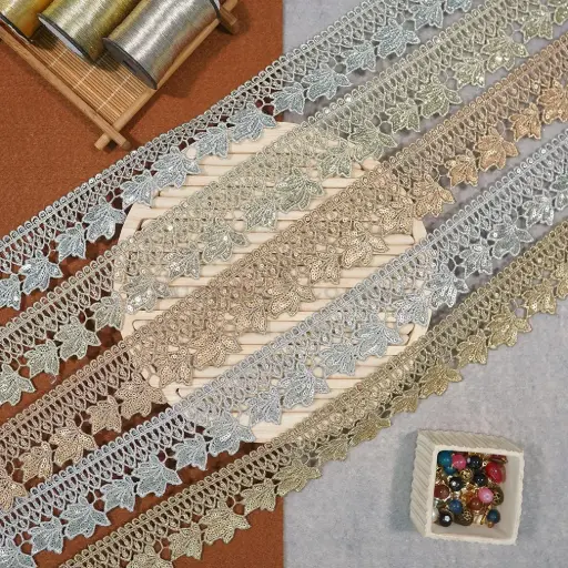 Metallic Yarn Zari Sequence Lace