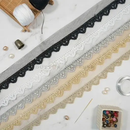 Fancy Glass Beads Sequence Lace