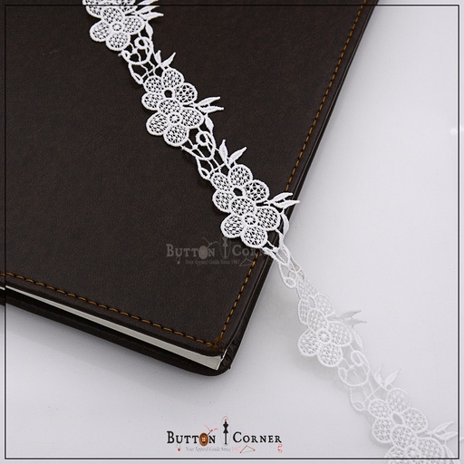 [ALN287-WHITE] Shuttle Applique Lace