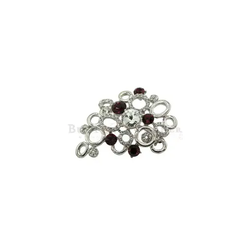[7596 AMETHYST] Silver Base Elegant Crystal Circular Brooch