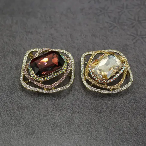 Fashionable Square Crystal Rhinestones Brooch 