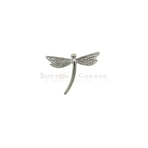 [7664 CRYSTAL NONTOXIC WHT] Crystal Rhinestones Dragonfly Brooch