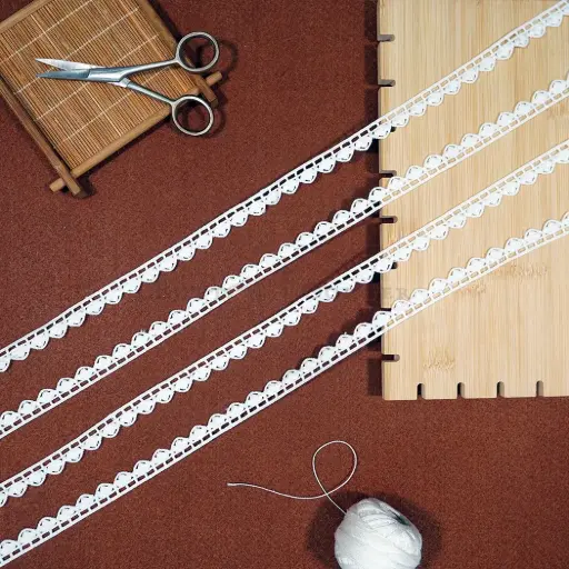 [A7299 WHITE] One Side Border Shuttle Lace