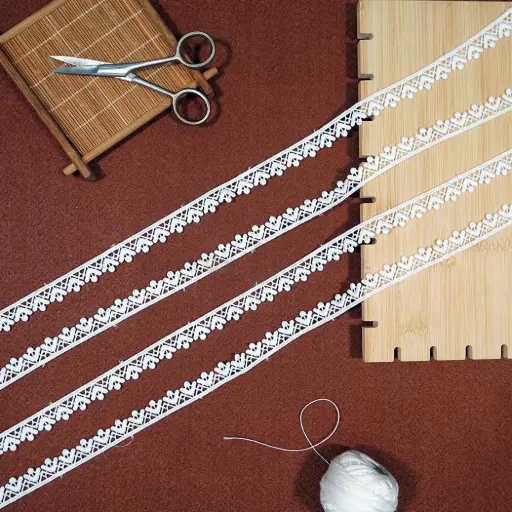 [19932-1 WHITE] One Side Border Shuttle Lace
