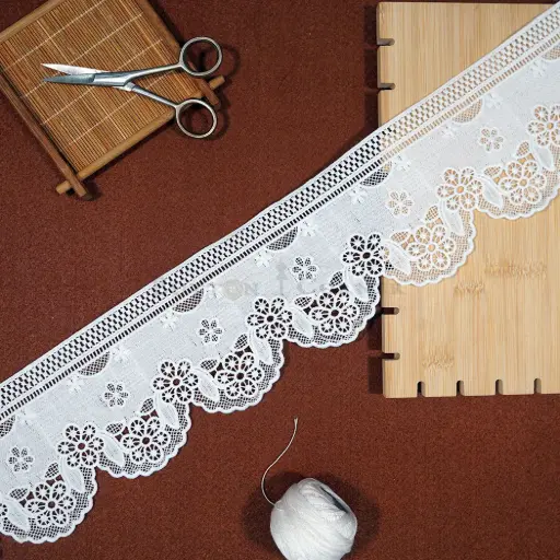 [AL2069 WHITE] One Side Border Shuttle Lace