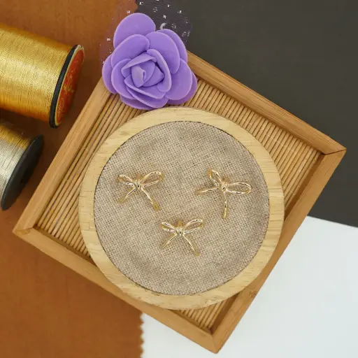 [61719 GOLD] Gold Plated Bow Knot Shape Button