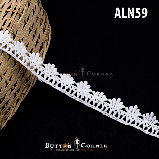 [ALN59-WHITE] One Side Border Shuttle Lace