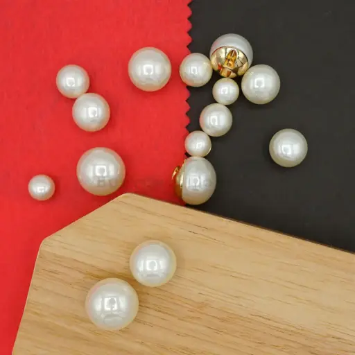 Semi Circular Pearl Button In Gold Tunnel