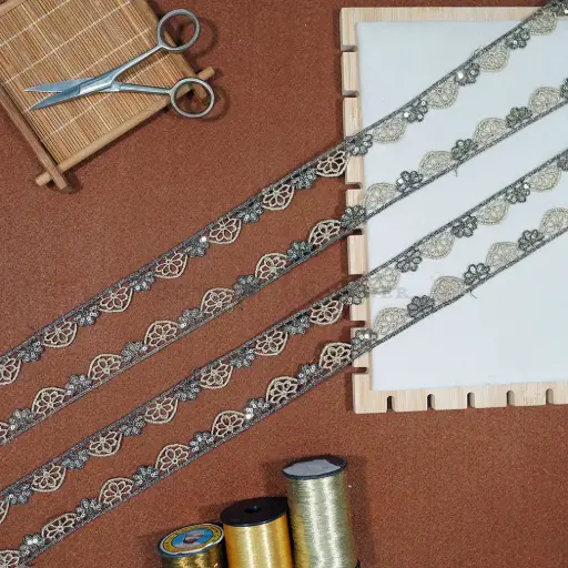 [FANL1673 ANT LIGHT GOLD] Fancy Sequence Lace